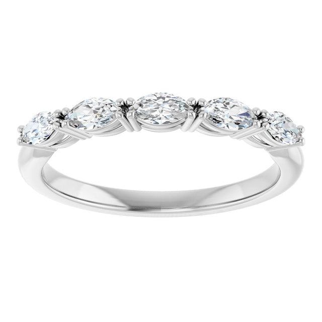Platinum Marquise Natural Diamond Five-Stone Anniversary Band – 1/3–5/8 CTW - view 3