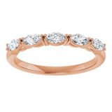 14K Gold Marquise Natural Diamond Five-Stone Anniversary Band – 1/3–5/8 CTW - Rose Gold - view 3