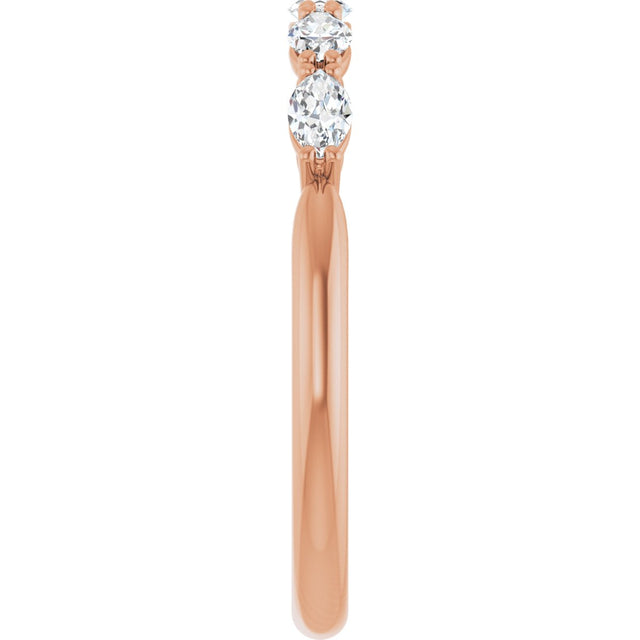14K Gold Marquise Lab-Grown Diamond Five-Stone Anniversary Band – 1/3–1/2 CTW - Rose Gold - view 4