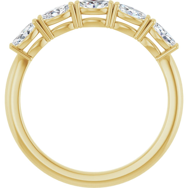 14K Gold Marquise Lab-Grown Diamond Five-Stone Anniversary Band – 1/3–1/2 CTW - Yellow Gold - view 2