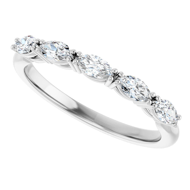 Platinum Marquise Natural Diamond Five-Stone Anniversary Band – 1/3–5/8 CTW - view 5