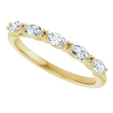 14K Gold Marquise Natural Diamond Five-Stone Anniversary Band – 1/3–5/8 CTW - Yellow Gold - view 5