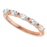 14K Gold Marquise Lab-Grown Diamond Five-Stone Anniversary Band – 1/3–1/2 CTW - Rose Gold - view 5