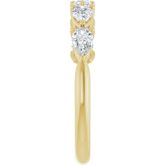 14K Gold Pear Lab-Grown Diamond Five-Stone Anniversary Band – 5/8–1 1/4 CTW - Yellow Gold - view 4