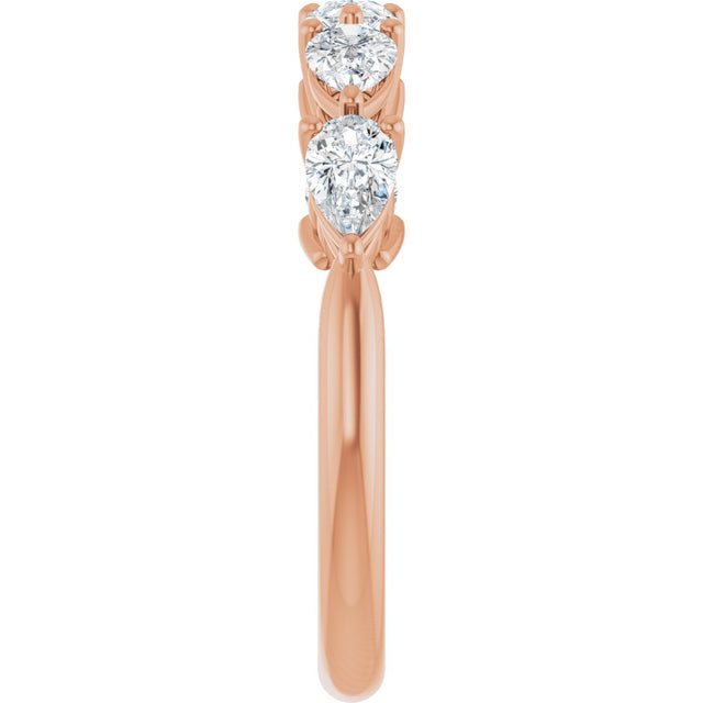 14K Gold Pear Lab-Grown Diamond Five-Stone Anniversary Band – 5/8–1 1/4 CTW - Rose Gold - view 4
