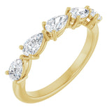 14K Gold Pear Lab-Grown Diamond Five-Stone Anniversary Band – 5/8–1 1/4 CTW - Yellow Gold