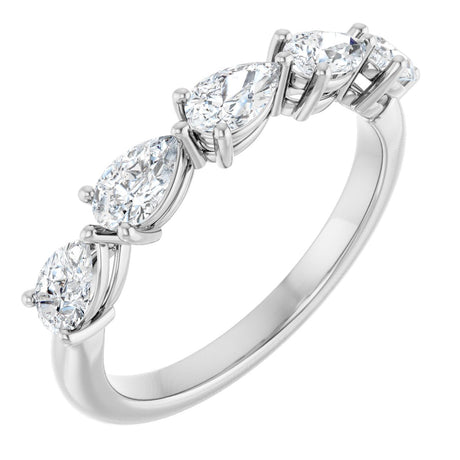 Platinum Pear Lab-Grown Diamond Five-Stone Anniversary Band – 5/8–1 1/4 CTW