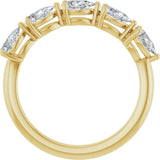 14K Gold Pear Natural Diamond Five-Stone Anniversary Band – 3/4–1 1/4 CTW - Yellow Gold - view 2