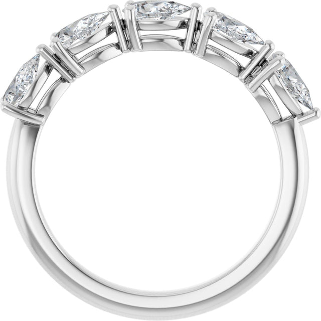 Platinum Pear Natural Diamond Five-Stone Anniversary Band – 3/4–1 1/4 CTW - view 2