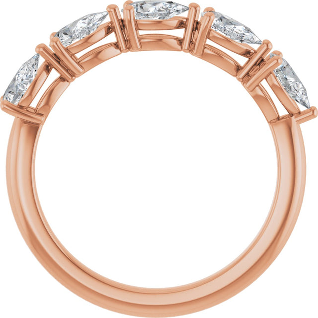 14K Gold Pear Lab-Grown Diamond Five-Stone Anniversary Band – 5/8–1 1/4 CTW - Rose Gold - view 2