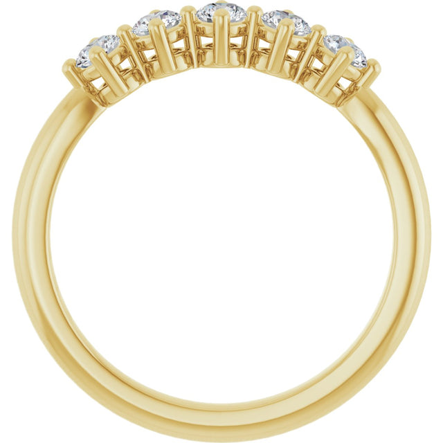 10K Gold Round Lab-Grown Diamond Five-Stone Anniversary Band – 3/8–3/4 CTW - Yellow Gold - view 2