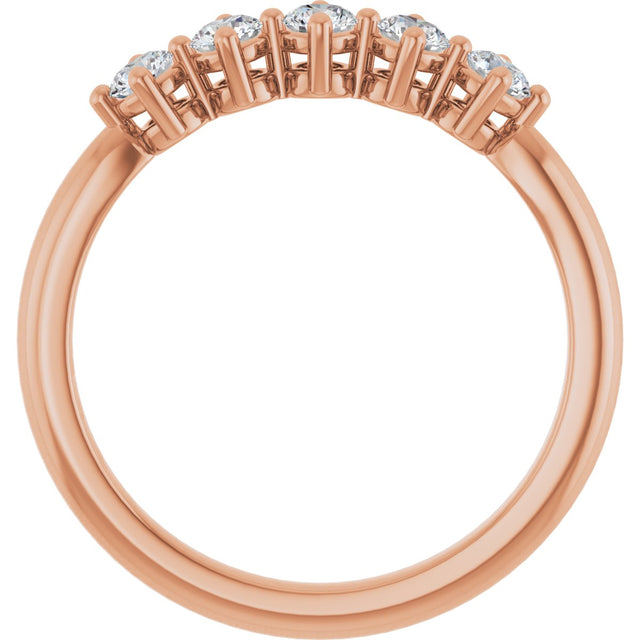 10K Gold Round Lab-Grown Diamond Five-Stone Anniversary Band – 3/8–3/4 CTW - Rose Gold - view 2