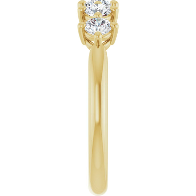 10K Gold Round Natural Diamond Five-Stone Anniversary Band – 1/3–3/4 CTW (Style 123843) - Yellow Gold - view 4