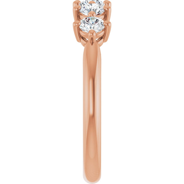 10K Gold Round Natural Diamond Five-Stone Anniversary Band – 1/3–3/4 CTW (Style 123843) - Rose Gold - view 4