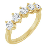 10K Gold Round Natural Diamond Five-Stone Anniversary Band – 1–1 1/2 CTW - Yellow Gold