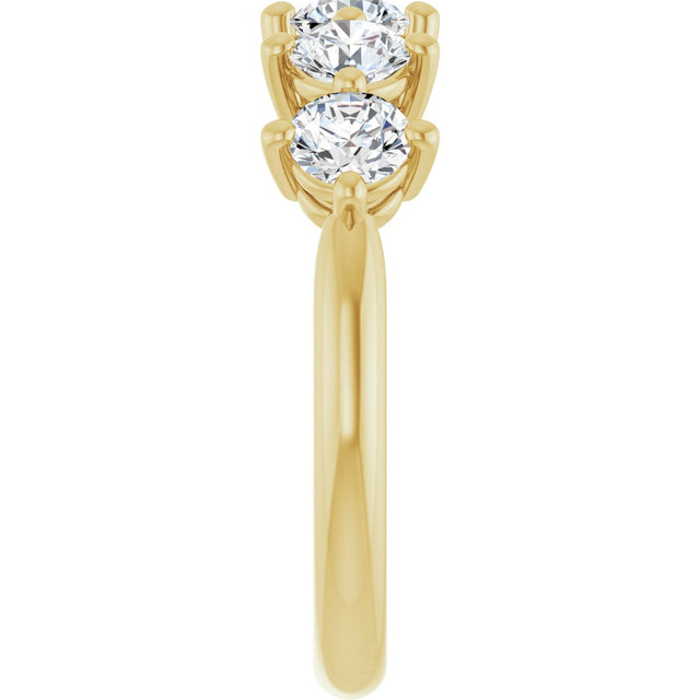 10K Gold Round Natural Diamond Five-Stone Anniversary Band – 1–1 1/2 CTW - Yellow Gold - view 4
