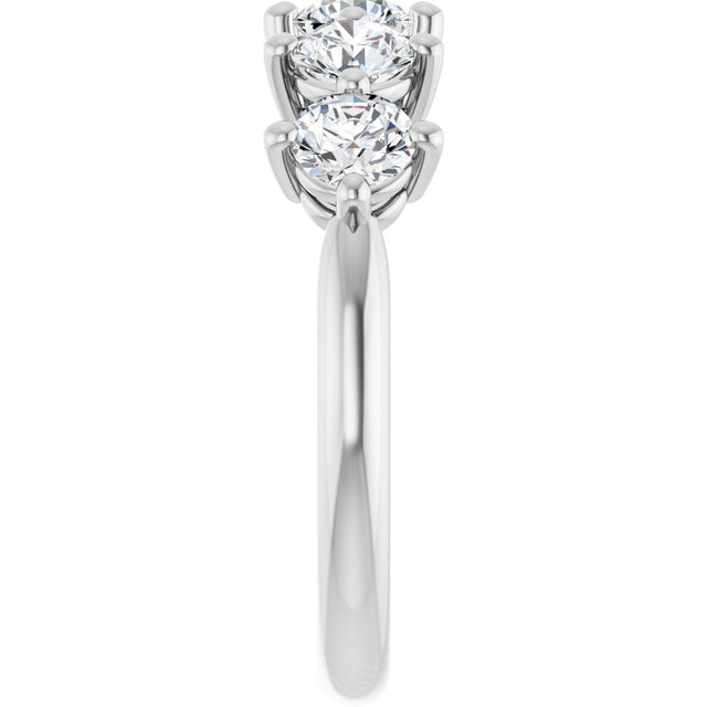 10K Gold Round Lab-Grown Diamond Five-Stone Anniversary Band – 9/10–1 5/8 CTW - White Gold - view 4