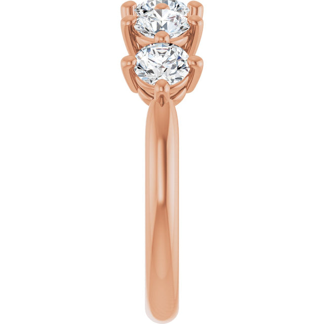 10K Gold Round Natural Diamond Five-Stone Anniversary Band – 1–1 1/2 CTW - Rose Gold - view 4