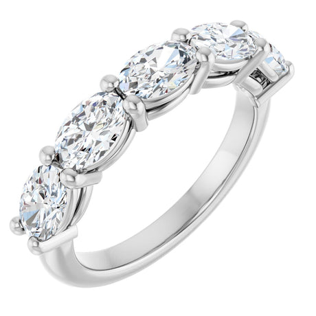 10K Gold Oval Natural Diamond Five-Stone Anniversary Band – 1 1/3–1 7/8 CTW - White Gold