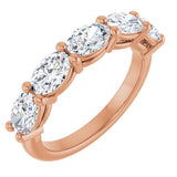 10K Gold Oval Lab-Grown Diamond Five-Stone Anniversary Band – 9/10–2 CTW - Rose Gold