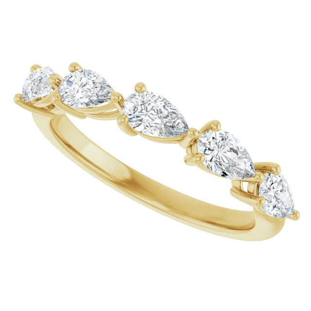 14K Gold Pear Lab-Grown Diamond Five-Stone Anniversary Band – 5/8–1 1/4 CTW - Yellow Gold - view 5
