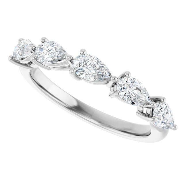 Platinum Pear Natural Diamond Five-Stone Anniversary Band – 3/4–1 1/4 CTW - view 5