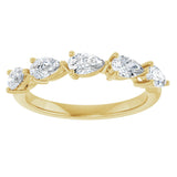 14K Gold Pear Lab-Grown Diamond Five-Stone Anniversary Band – 5/8–1 1/4 CTW - Yellow Gold - view 3