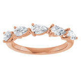 14K Gold Pear Lab-Grown Diamond Five-Stone Anniversary Band – 5/8–1 1/4 CTW - Rose Gold - view 3