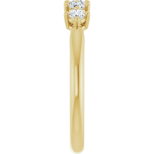 10K Gold Round Natural Diamond Five-Stone Anniversary Band – 1/3–3/4 CTW (Style 123843) - Yellow Gold - view 4