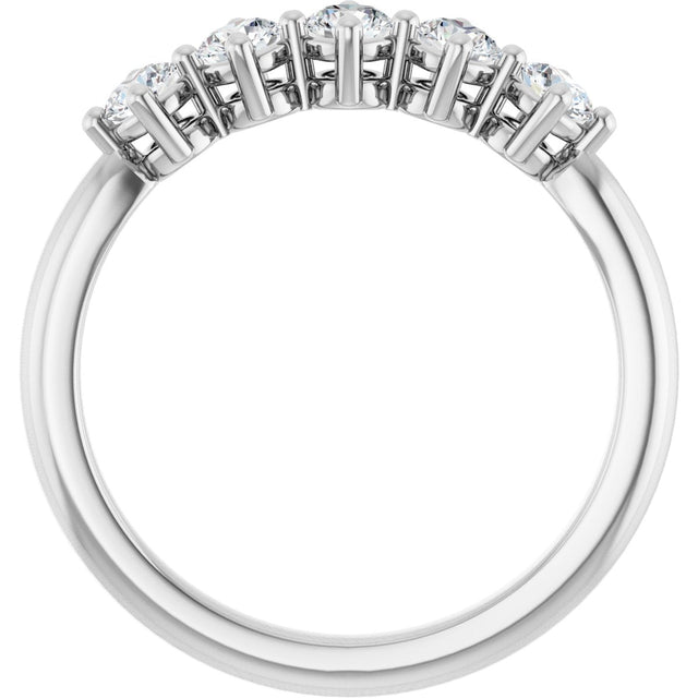 Platinum Round Natural Diamond Five-Stone Anniversary Band – 1/6–9/10 CTW - view 2