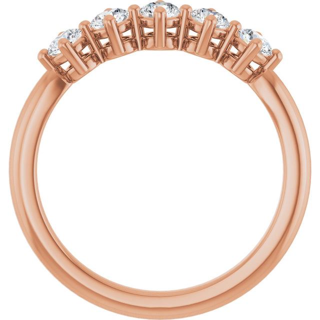 10K Gold Round Natural Diamond Five-Stone Anniversary Band – 1/3–3/4 CTW (Style 123843) - Rose Gold - view 2