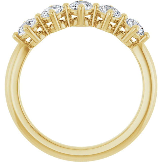 10K Gold Round Lab-Grown Diamond Five-Stone Anniversary Band – 3/8–3/4 CTW - Yellow Gold - view 2