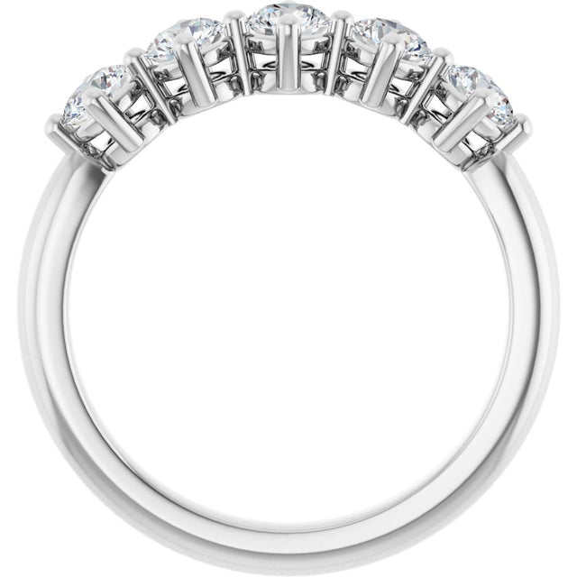 10K Gold Round Natural Diamond Five-Stone Anniversary Band – 1/3–3/4 CTW (Style 123843) - White Gold - view 2