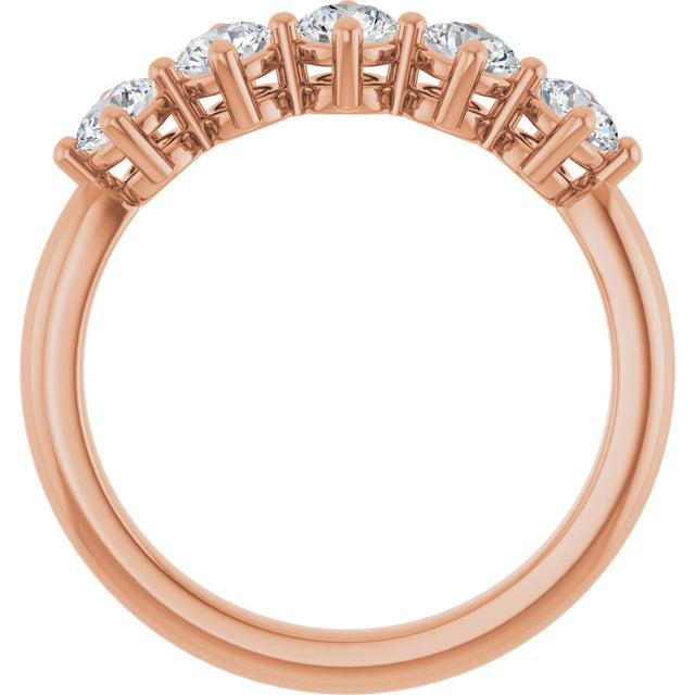 10K Gold Round Natural Diamond Five-Stone Anniversary Band – 1/3–3/4 CTW (Style 123843) - Rose Gold - view 2