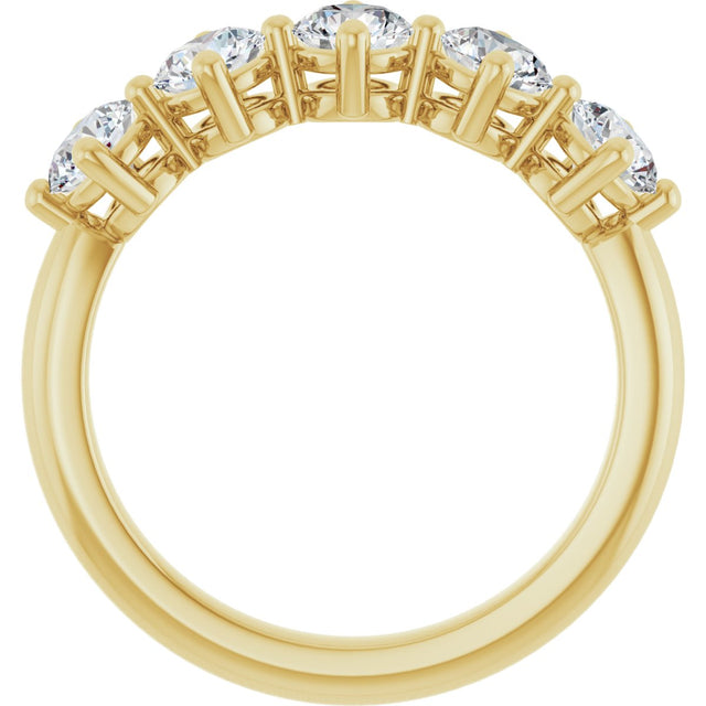 10K Gold Round Lab-Grown Diamond Five-Stone Anniversary Band – 9/10–1 5/8 CTW - Yellow Gold - view 2