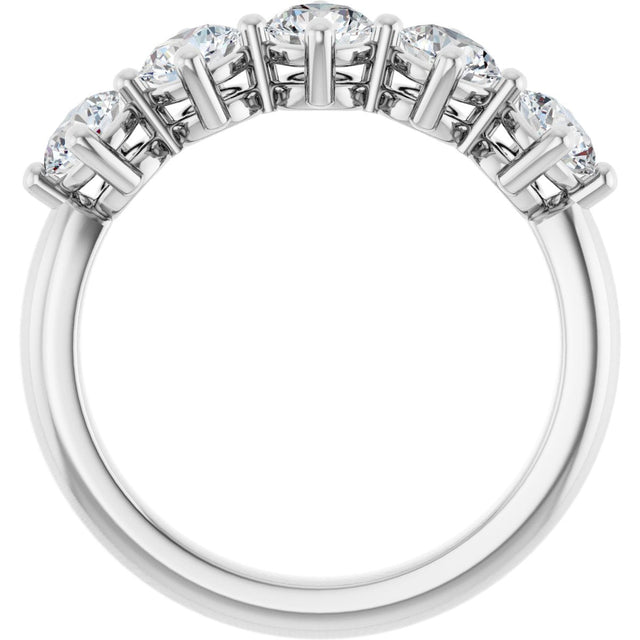 10K Gold Round Natural Diamond Five-Stone Anniversary Band – 1–1 1/2 CTW - White Gold - view 2