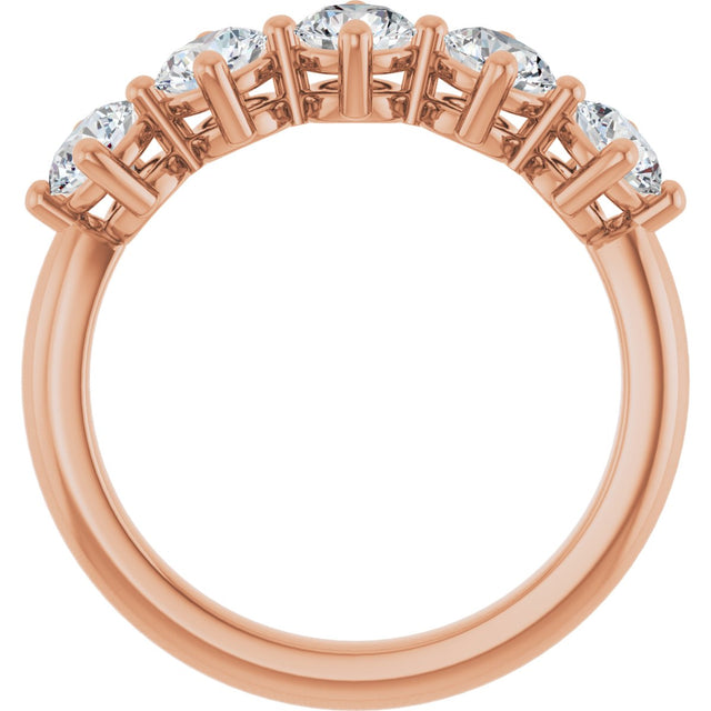 10K Gold Round Natural Diamond Five-Stone Anniversary Band – 1–1 1/2 CTW - Rose Gold - view 2