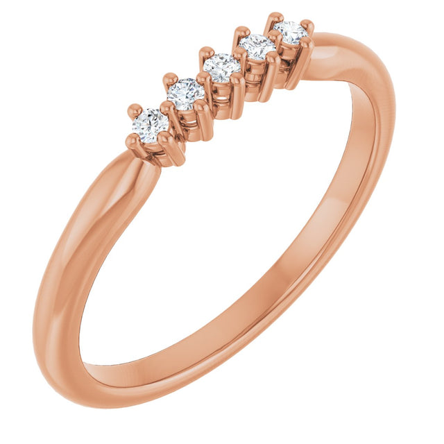 10K Gold Round Natural Diamond Five-Stone Anniversary Band – .07–1/5 CTW - Rose Gold