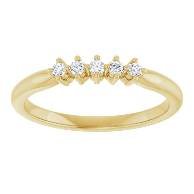 10K Gold Round Natural Diamond Five-Stone Anniversary Band – .07–1/5 CTW - Yellow Gold - view 3