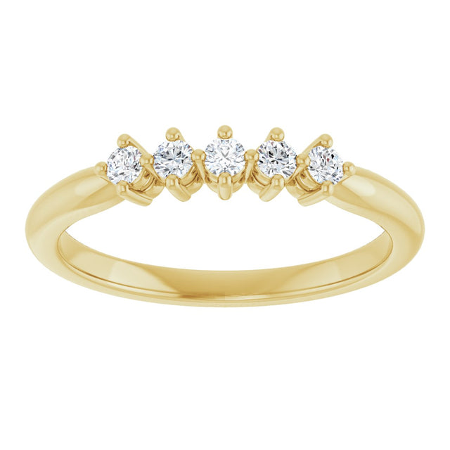 10K Gold Round Lab-Grown Diamond Five-Stone Anniversary Band – .07–1/3 CTW - Yellow Gold - view 3