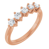 14K Gold Round Natural Diamond Five-Stone Anniversary Band – 3/4–9/10 CTW - Rose Gold
