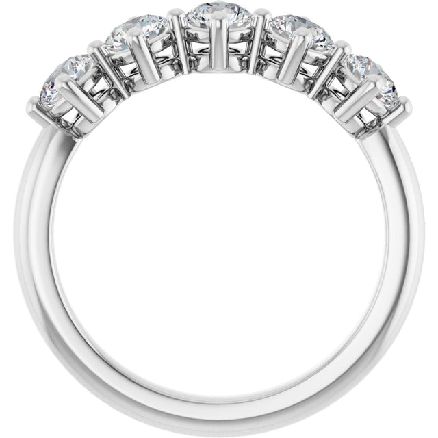 10K Gold Round Lab-Grown Diamond Five-Stone Anniversary Band – 9/10–1 5/8 CTW - White Gold - view 2
