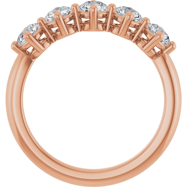 10K Gold Round Lab-Grown Diamond Five-Stone Anniversary Band – 9/10–1 5/8 CTW - Rose Gold - view 2