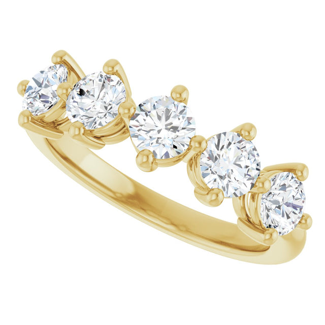 10K Gold Round Lab-Grown Diamond Five-Stone Anniversary Band – 9/10–1 5/8 CTW - Yellow Gold - view 5