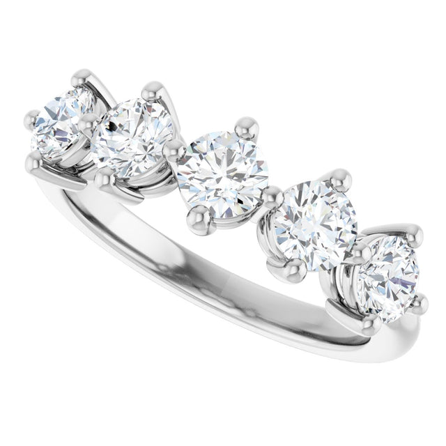 10K Gold Round Lab-Grown Diamond Five-Stone Anniversary Band – 9/10–1 5/8 CTW - White Gold - view 5