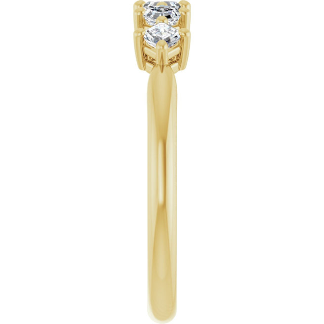 14K Gold Asscher Natural Diamond Five-Stone Anniversary Band – 1/4–3/8 CTW - Yellow Gold - view 4