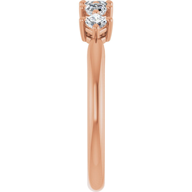 14K Gold Asscher Natural Diamond Five-Stone Anniversary Band – 1/4–3/8 CTW - Rose Gold - view 4