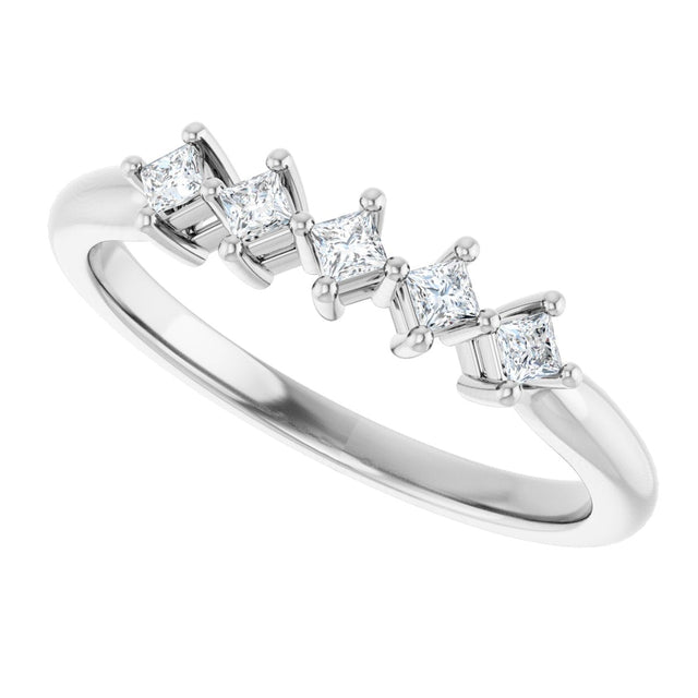 10K Gold Square Natural Diamond Five-Stone Anniversary Band – .07–1/2 CTW - White Gold - view 5