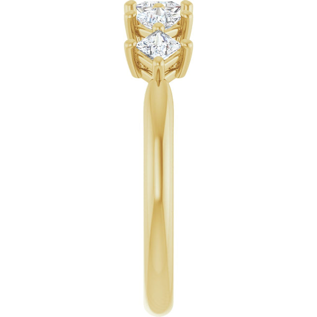 10K Gold Square Natural Diamond Five-Stone Anniversary Band – .07–1/2 CTW - Yellow Gold - view 4