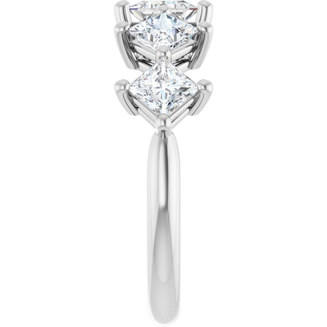 10K Gold Square Natural Diamond Five-Stone Anniversary Band – 5/8–1 9/10 CTW - White Gold - view 4